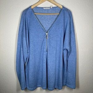 Soft Surroundings Top Jersey Knit Womens 3X  Oversized Zipper Versatile Boho